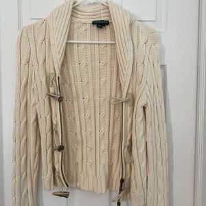 Cable knit jacket with faux bear claw hooks